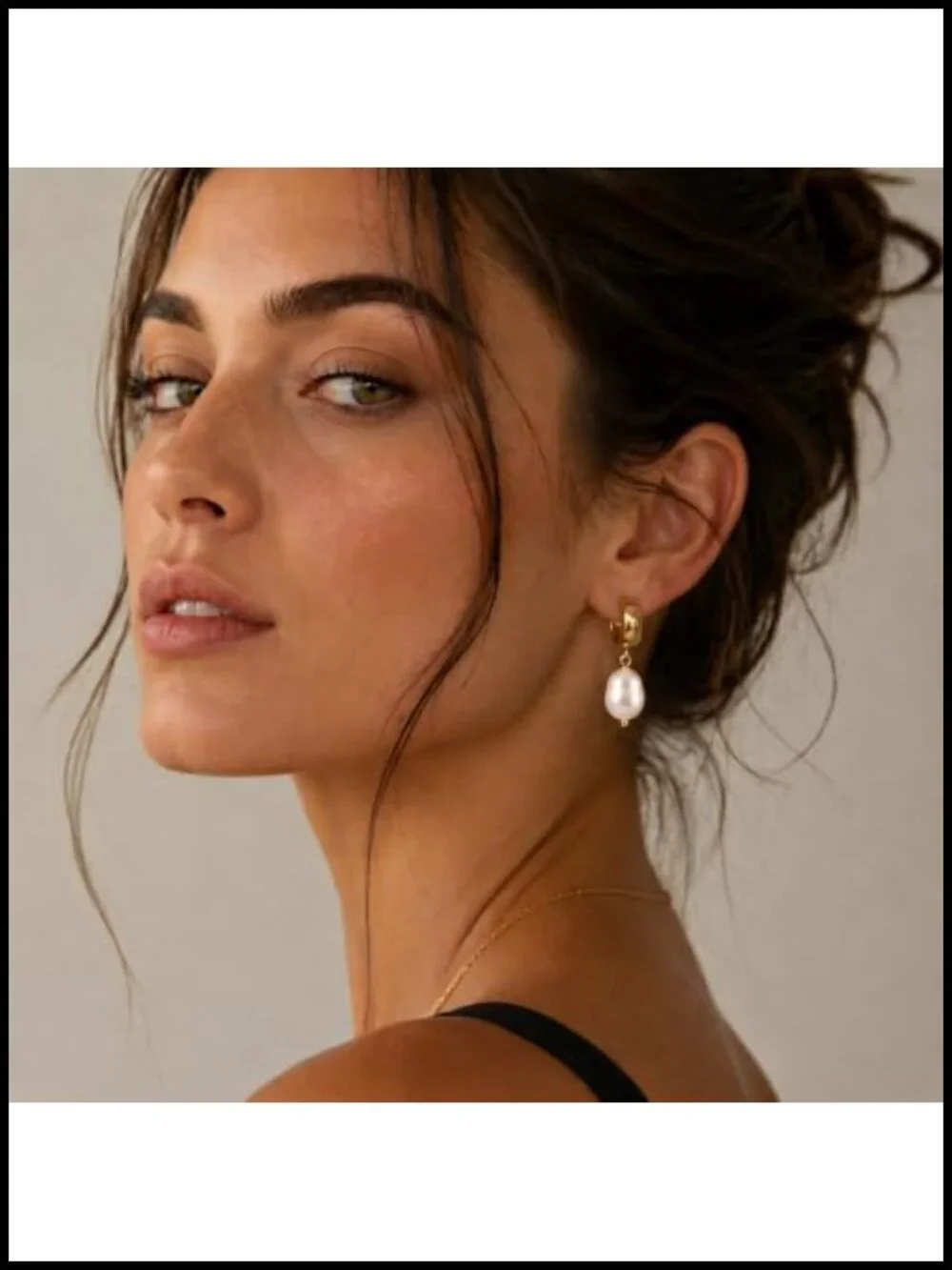 14K Gold Plated Chunky Hoop Earrings with Pearl Charms for Women Trendy Dangle